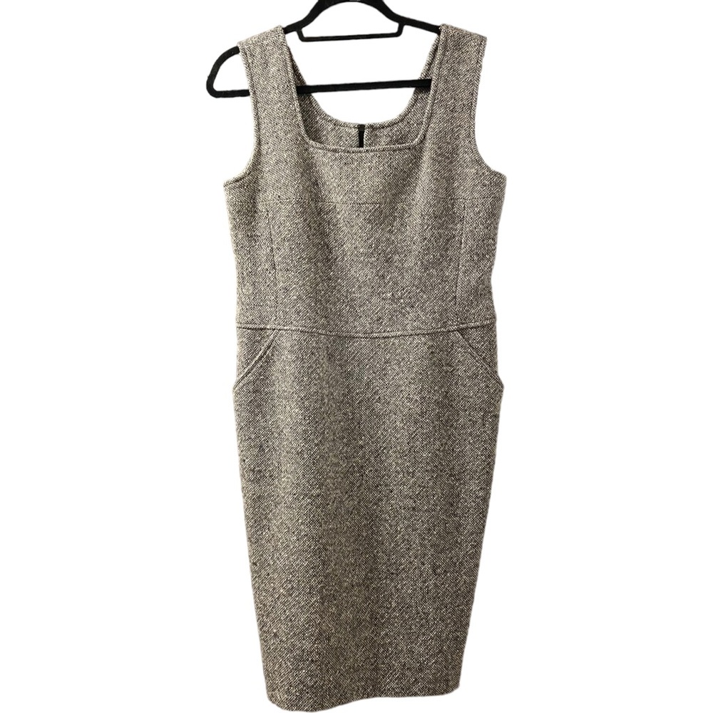 Vintage Thérèse Baumaire blk/wht heavy will tweed sleeveless back zip dr…